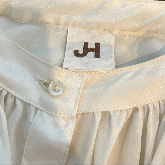 Vintage JH Collection Ivory Poet’s Blouse Gathered Romantic Large - Picture 5 of 9